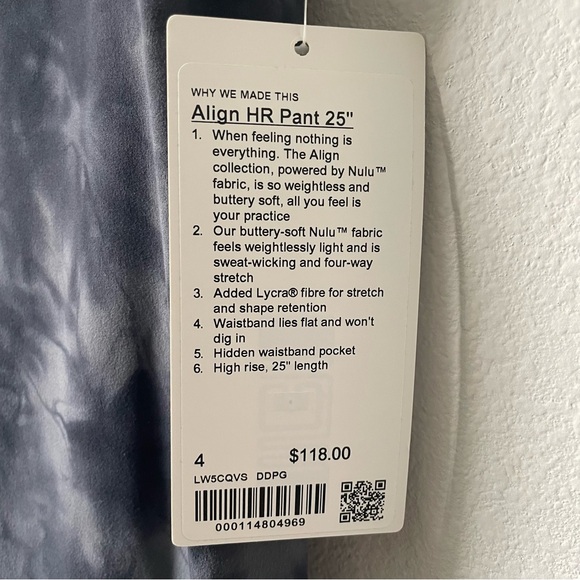 NWT Lululemon Align High Rise Pant 25" Diamond Dye Pitch Grey Graphite Grey 4 - Picture 7 of 8